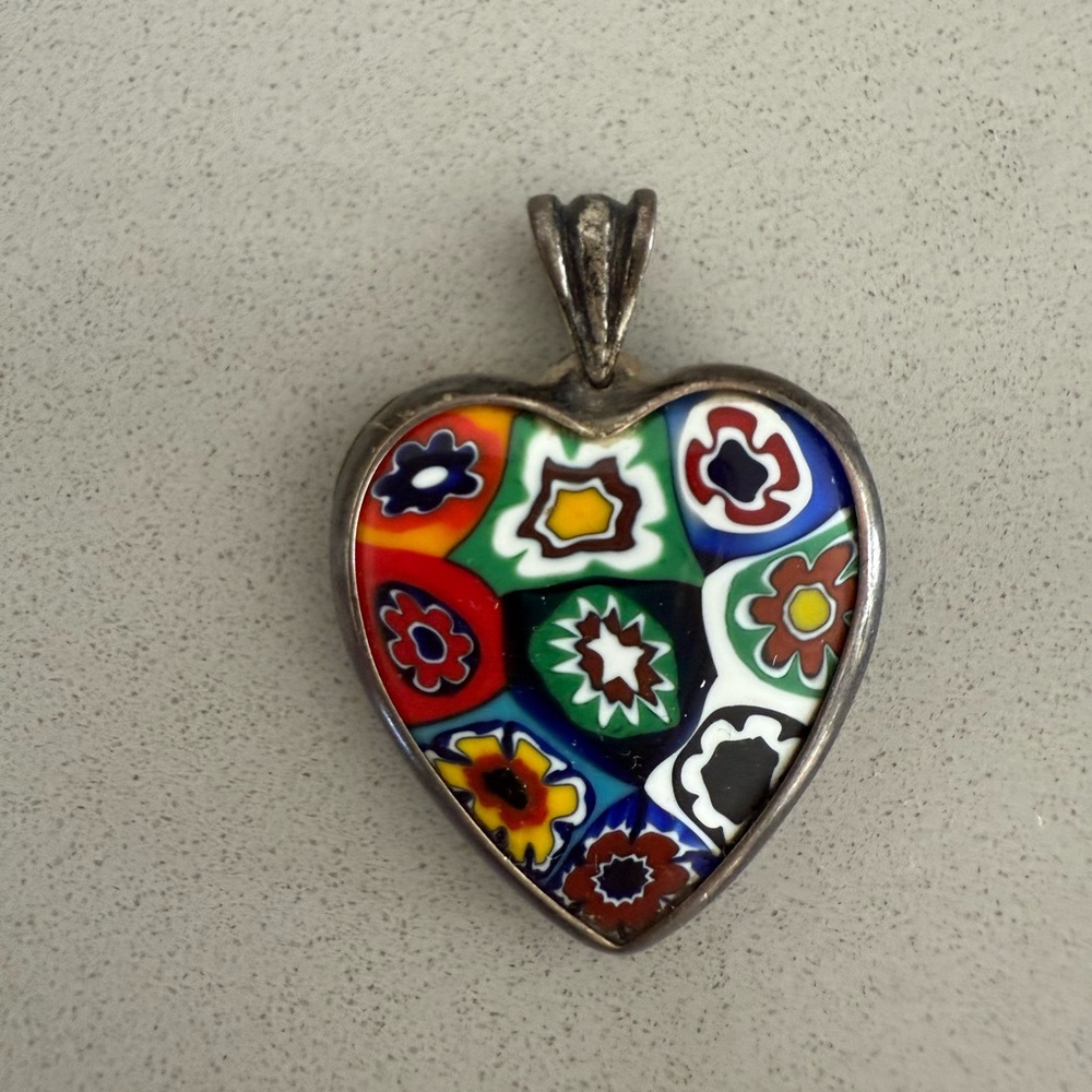 Colorful Mosaic Heart Pendant (NWOT)
